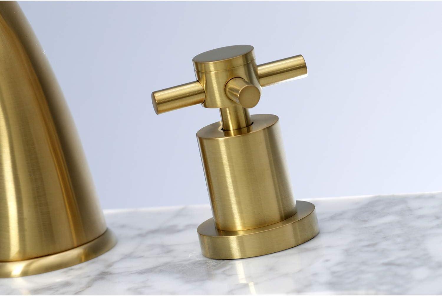 Kingston Brass Concord Two-Handle 3-Hole Deck Mount Widespread Bathroom Faucet with Brass Pop-Up Drain