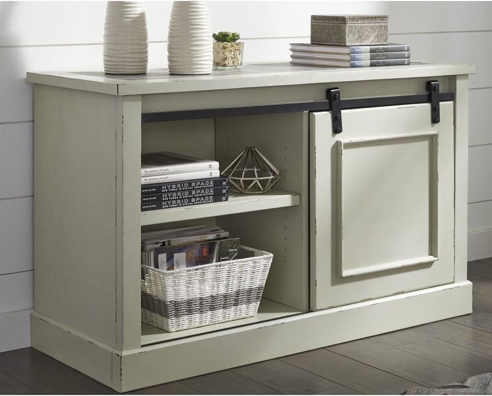 Distressed White and Gray 50" Farmhouse Office Credenza