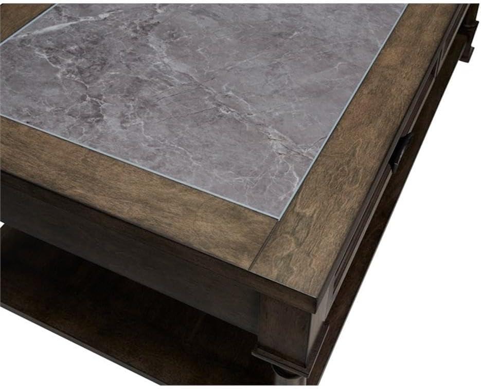 Gray Flannel Slate Wood End Table with Storage