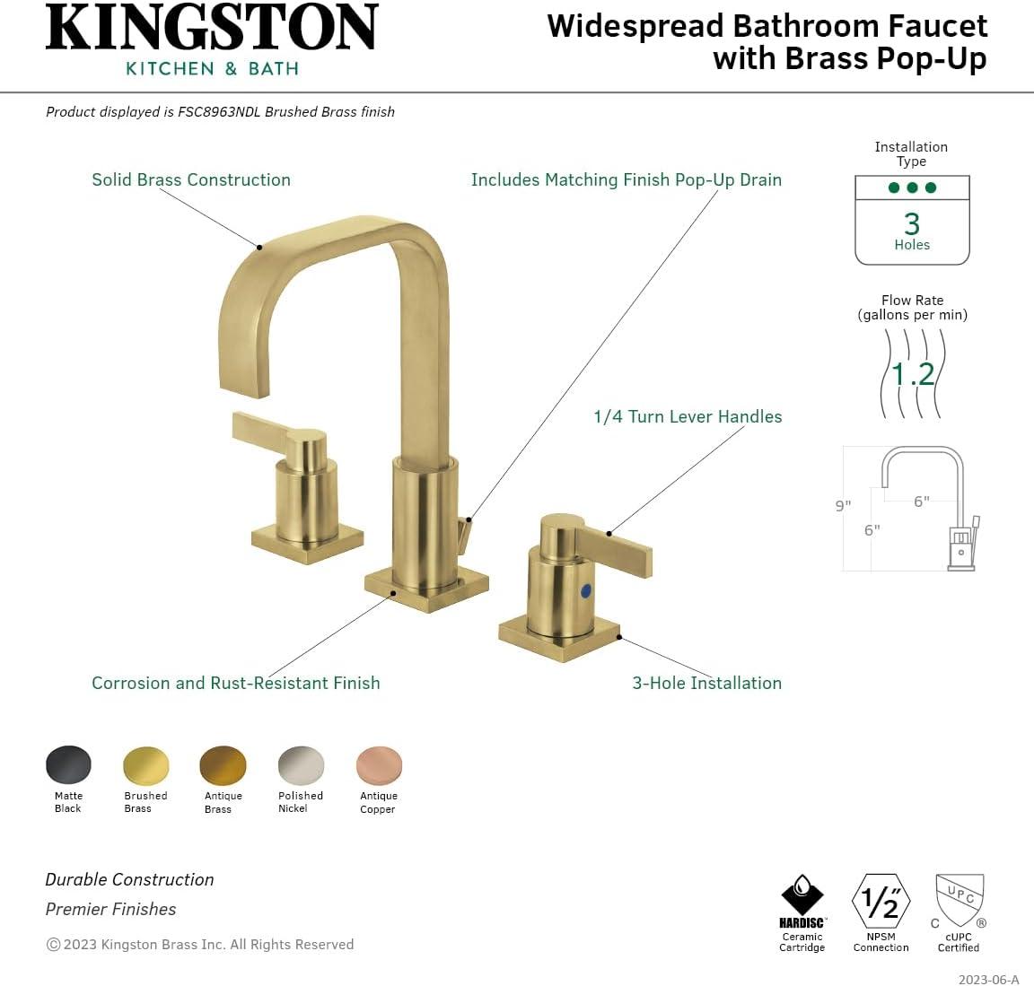 Nuvo Fusion Widespread Bathroom Faucet with Drain Assembly