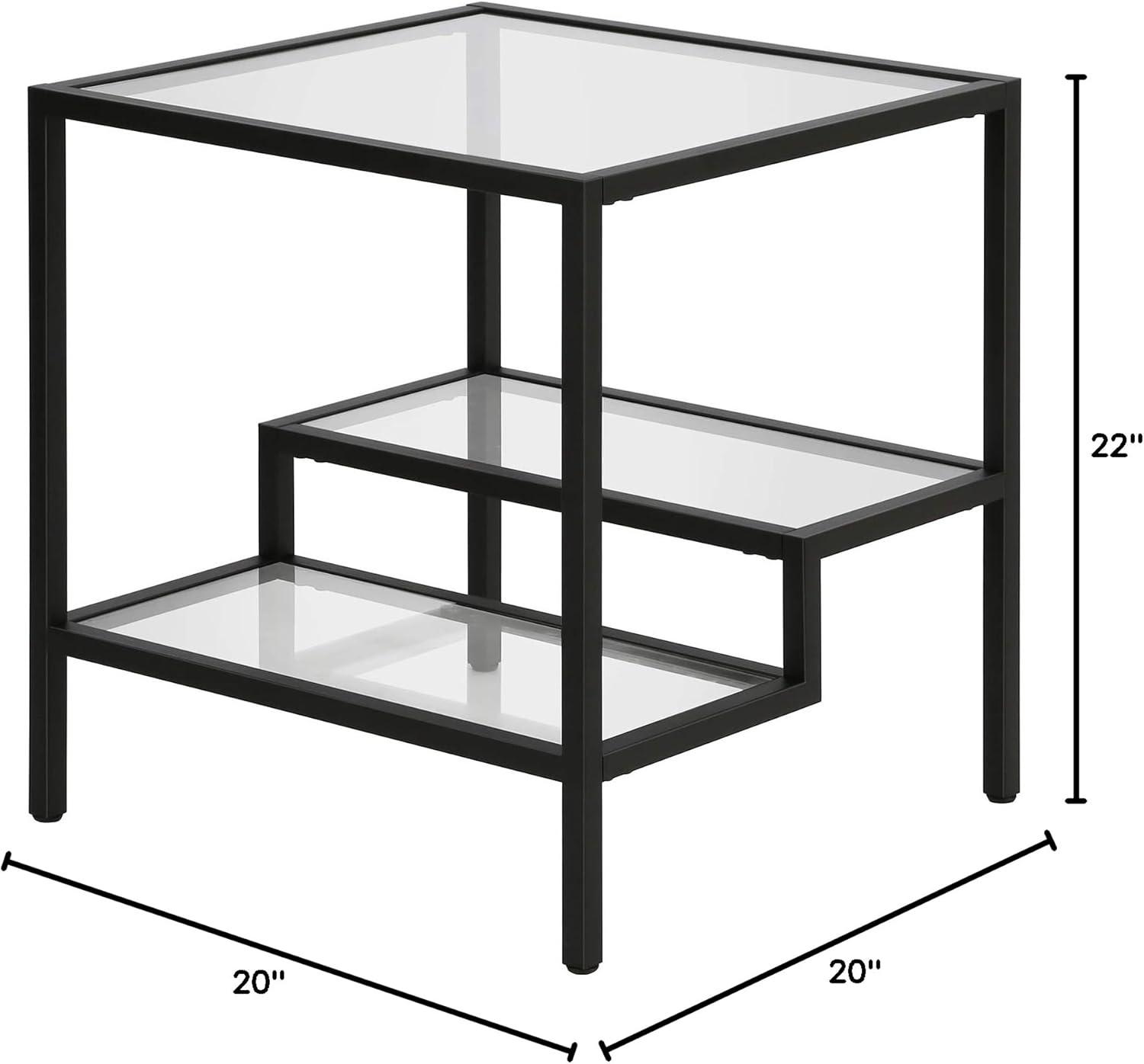 Evelyn&Zoe Lovett 20" Wide Square Side Table, Blackened Bronze