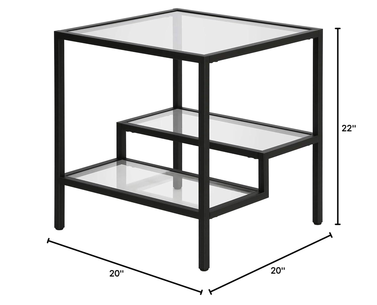 Evelyn&Zoe Lovett 20" Wide Square Side Table, Blackened Bronze