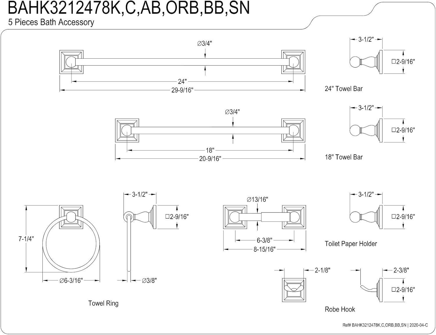 Kingston Brass Serano 5-Piece Bathroom Hardware Set