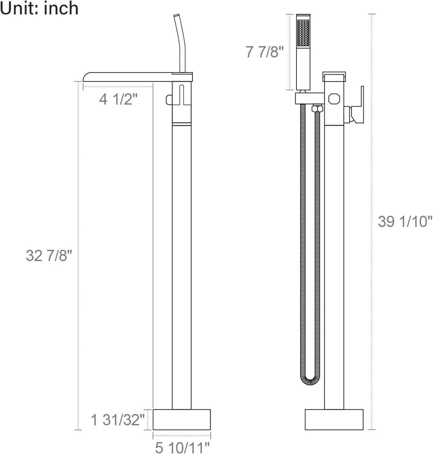 1 Handle Floor Freestanding Tub Filler with Diverter