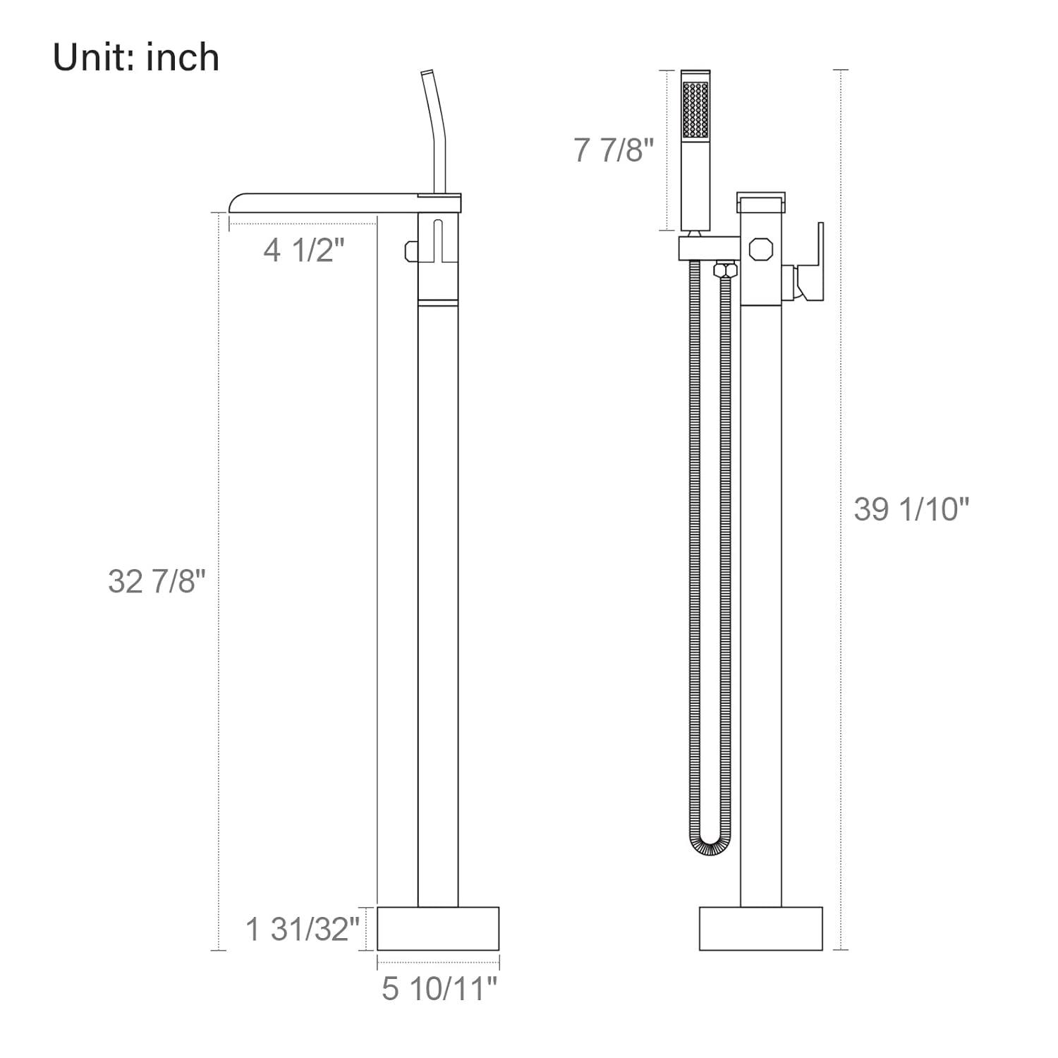 1 Handle Floor Freestanding Tub Filler with Diverter
