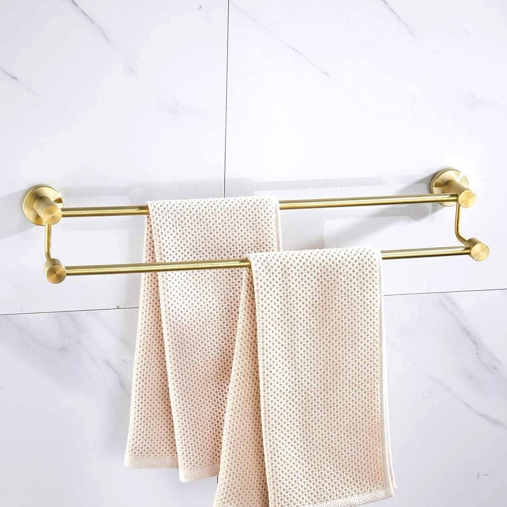 Brushed Gold Stainless Steel Double Towel Bar Rack