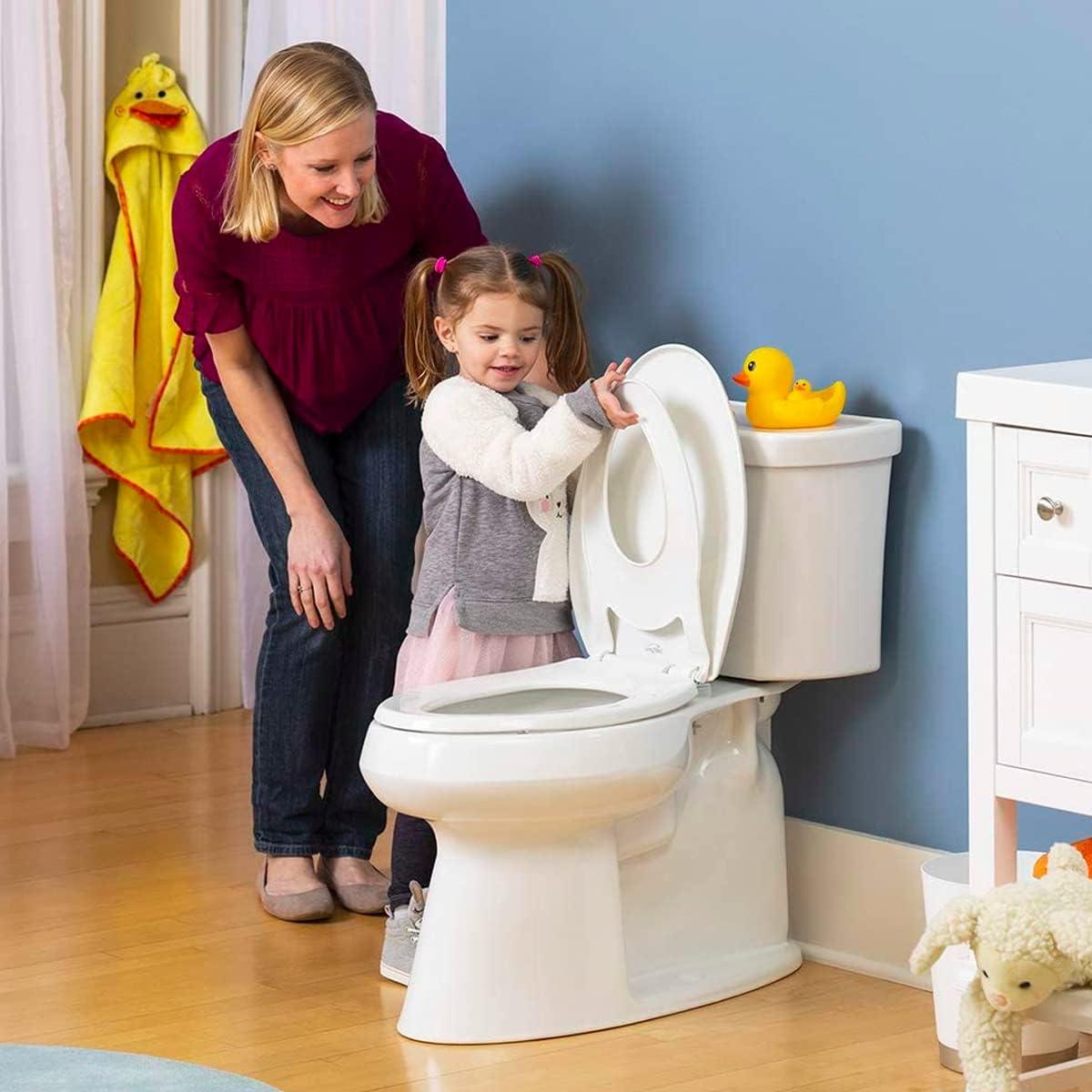 Little2Big Toilet Seat with Built-In Potty Training Seat, Slow Close, Easy Install, Elongated, White