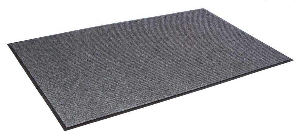 Gray Ribbed Polypropylene Wipe & Scrape Mat with Vinyl Backing, 36 x 60