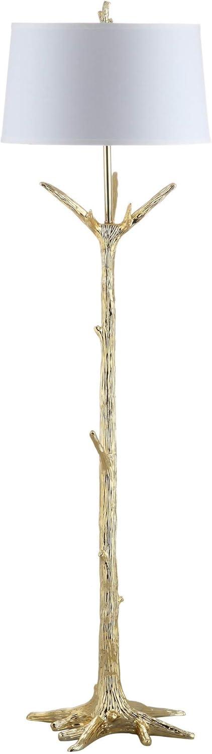 Majestic Gold Finish Metal Floor Lamp with Nature-Inspired Detail