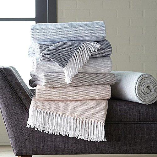 Rustic Gray Cotton Throw with Fringe Detail