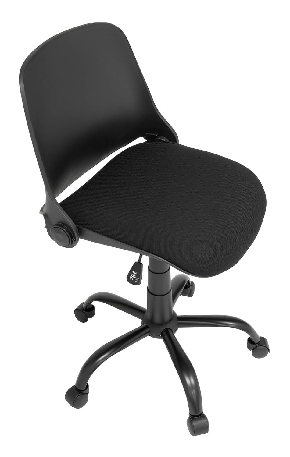 Folding Back Task Chair Black - studio designs: Swivel, Adjustable, Armless