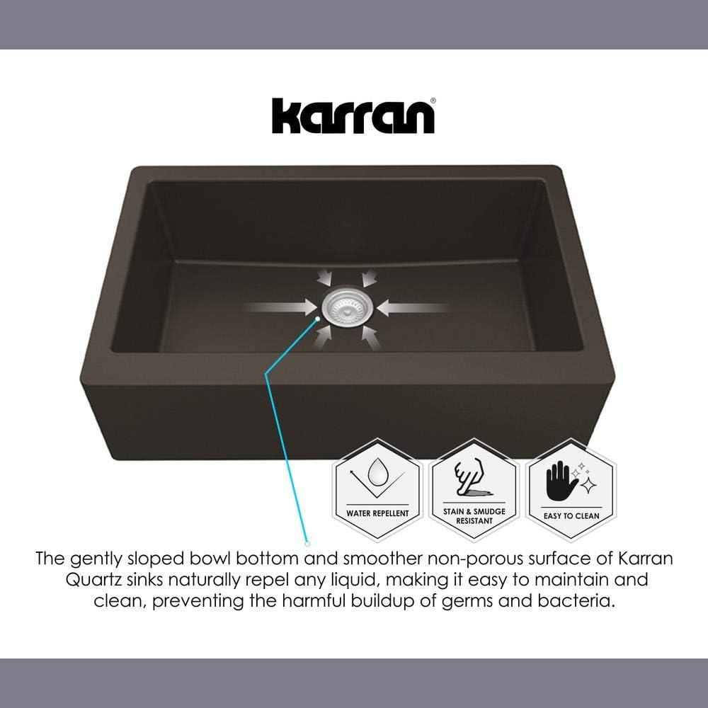 Karran Farmhouse/Apron-Front Quartz Composite 34'' X 21-1/4'' Single Bowl Kitchen Sink