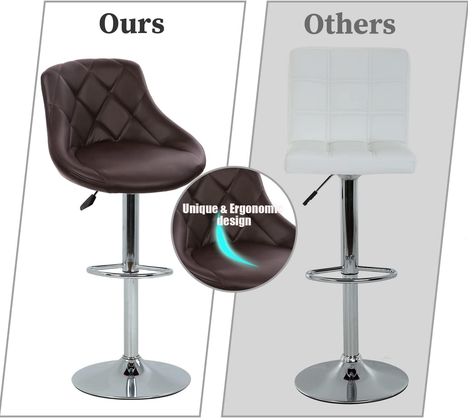 MarketLane Bar Stools Set of 2,Modern PU Leather,Armless with Backrest Swivel Bar Stools,Height Adjustable Swivel Barstool Hydraulic Island Bar Stools Armless Kitchen Counter Bar Chairs,Black