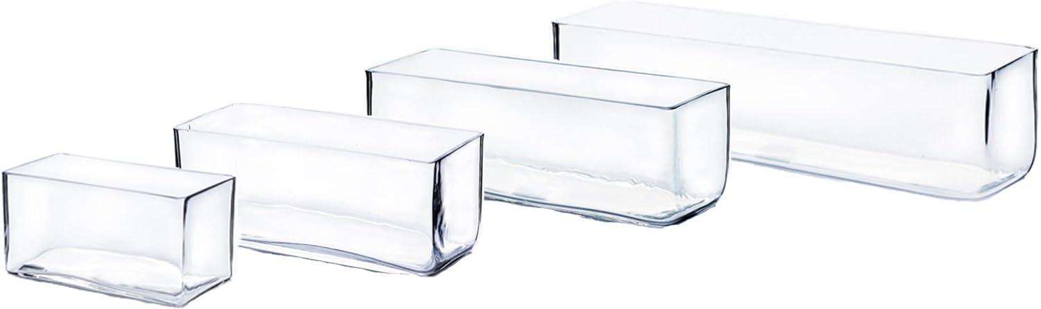 WGV Clear Rectangular Glass Planter Box Vase - 4" Wide x 16" Height, Good quality, Heavy Weighted Base - 1 Pc