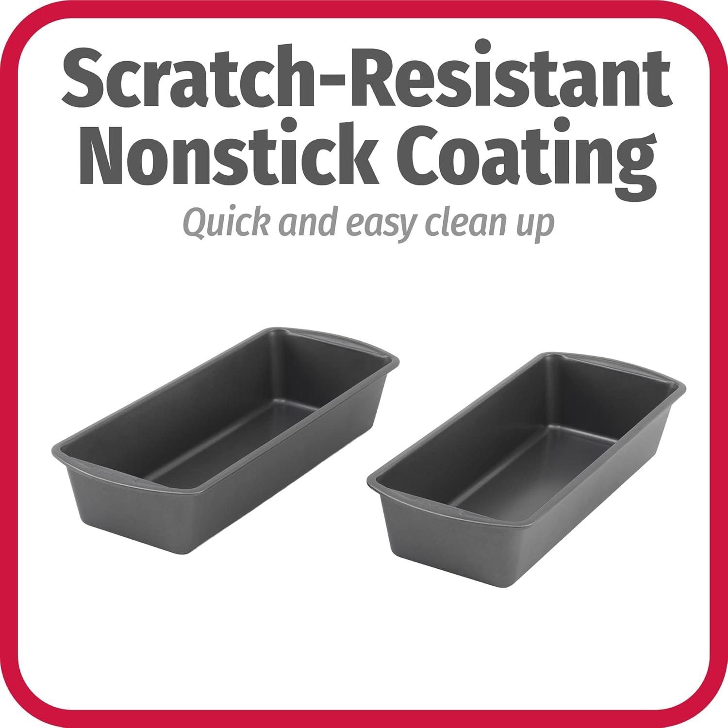 GoodCook Set of 2 Extra Large 13'' x 5'' Nonstick Steel Bread Loaf Pans, Gray,