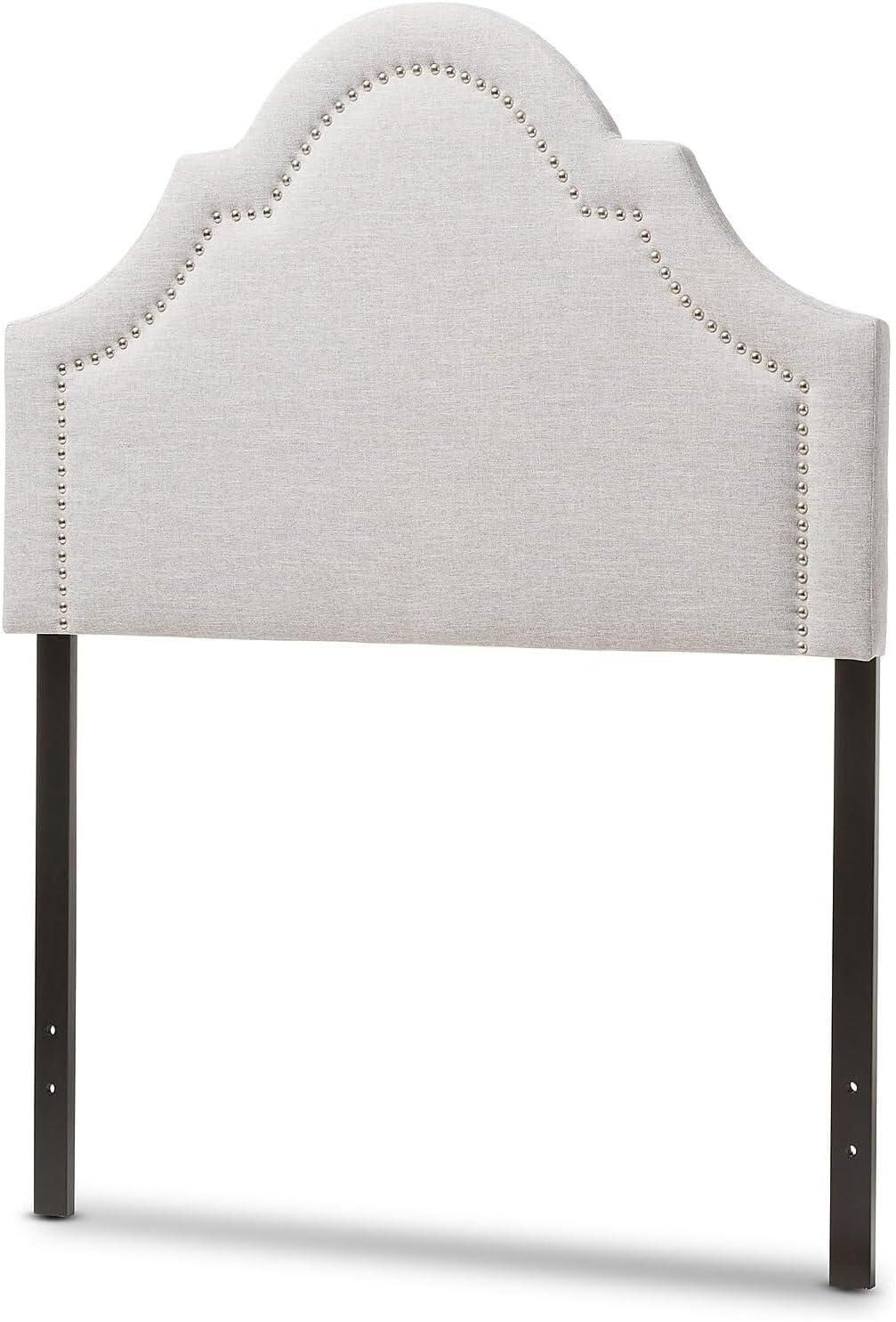 Twin Rita Modern And Contemporary Fabric Upholstered Headboard Grayish Beige - Baxton Studio: Silver Nailhead Trim, Rubberwood Frame