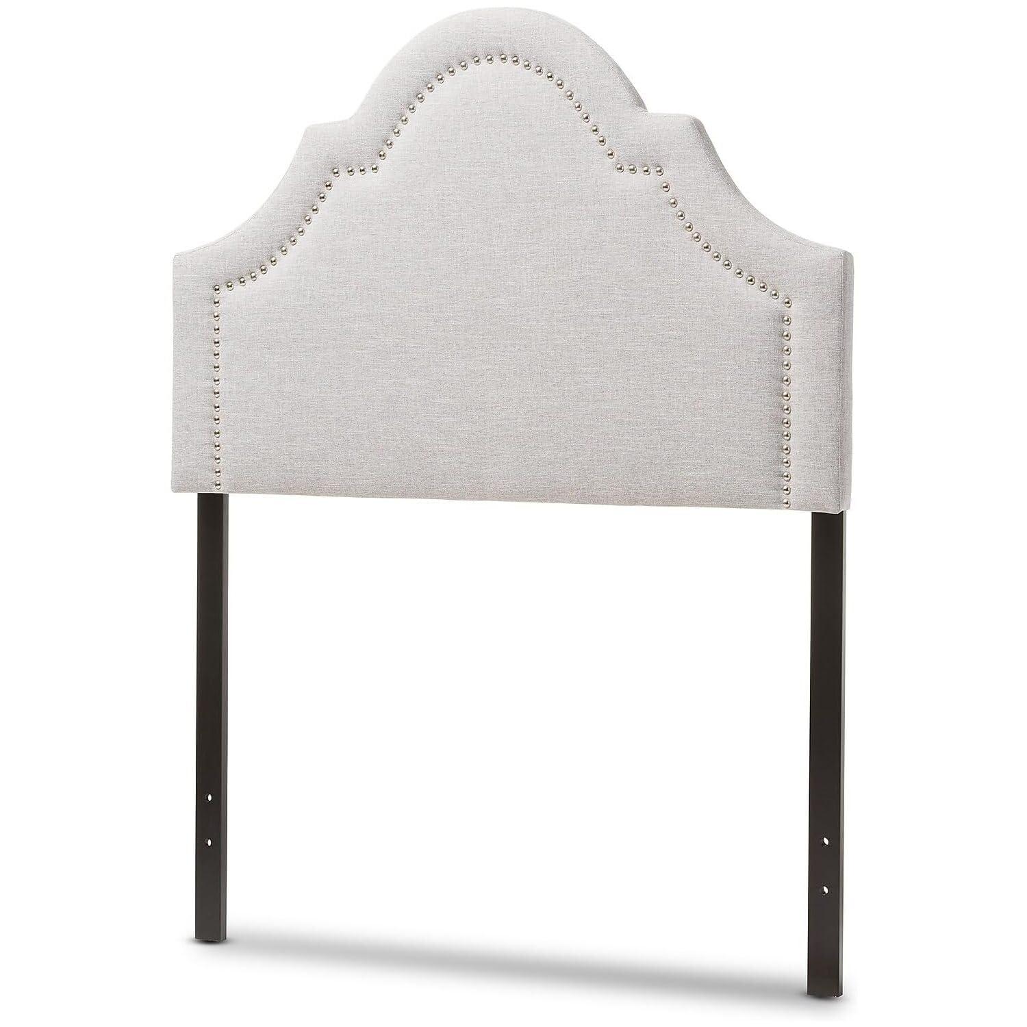 Twin Rita Modern And Contemporary Fabric Upholstered Headboard Grayish Beige - Baxton Studio: Silver Nailhead Trim, Rubberwood Frame
