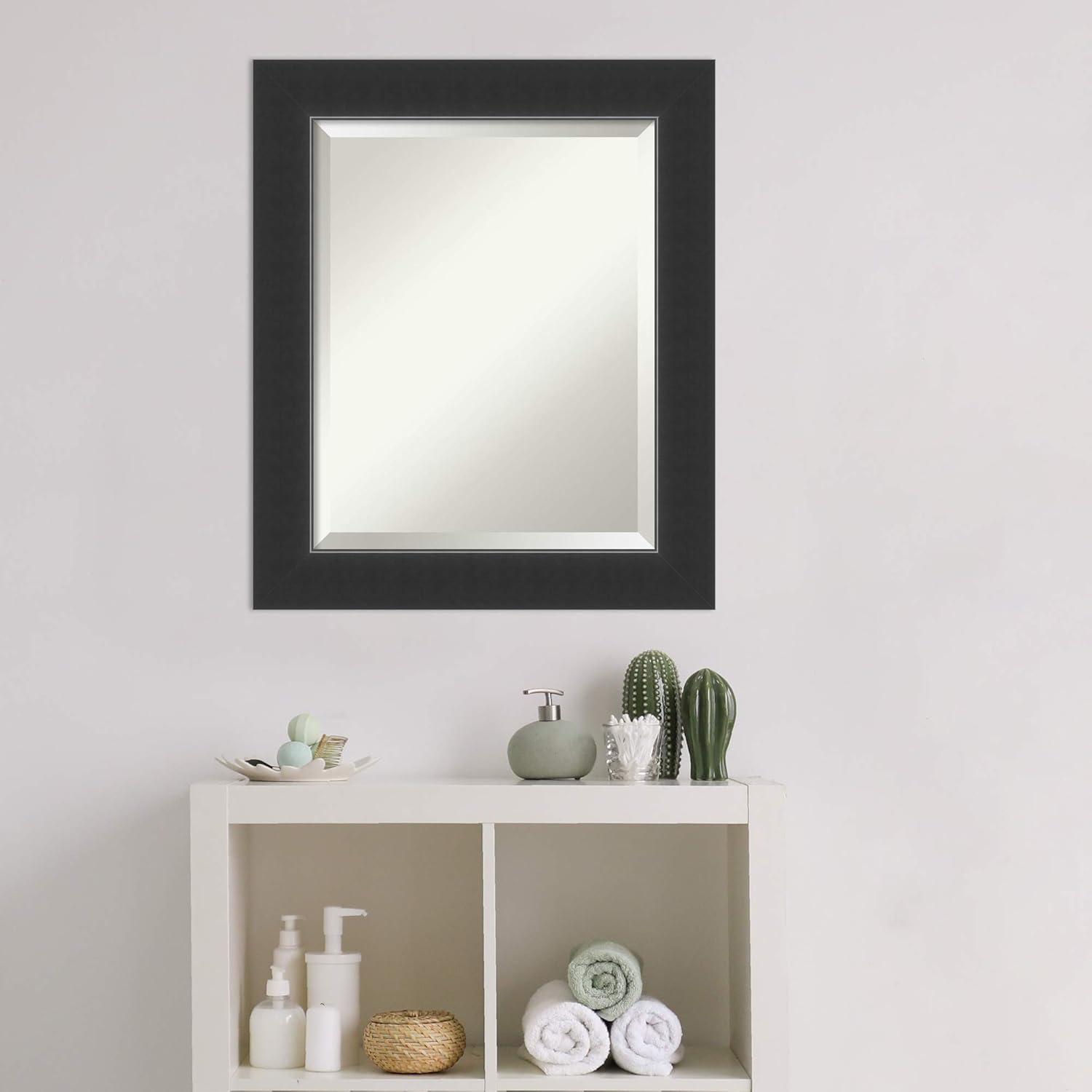 Corvino Satin Black 21x25 Rectangular Wood Bathroom Vanity Mirror