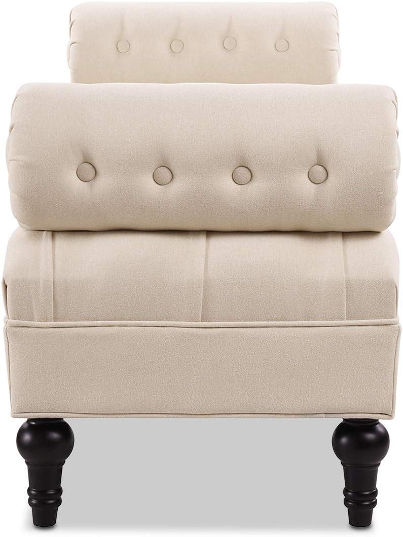 Lewis Glam Traditional Sky Neutral Tufted Bench with Bolster Pillows