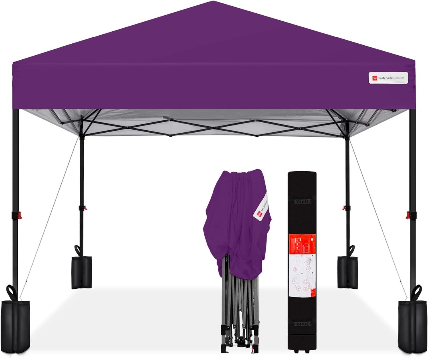 Best Choice Products Best Choice Products Easy Setup Pop Up Canopy W/ 1-Button Setup, Wheeled Case, 4 Weight Bags