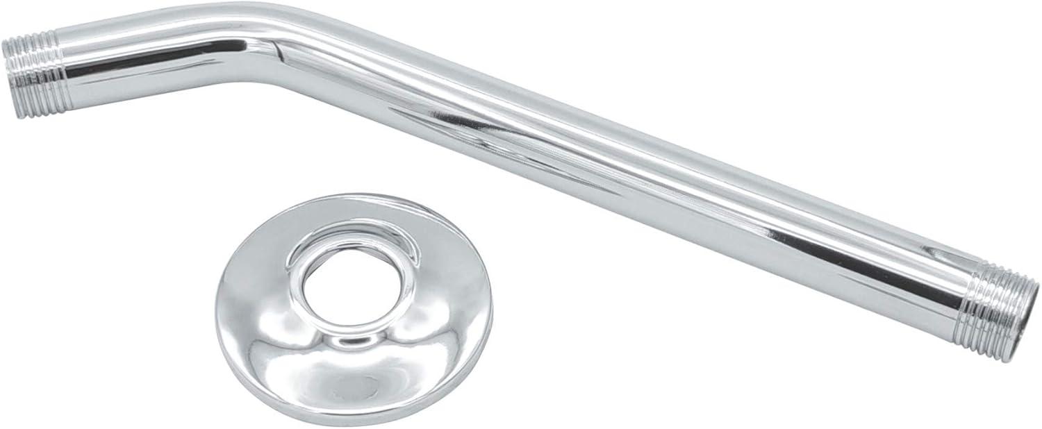 Shower Arm 10 Inch, ½ Inch IPS US Standard, Stainless Steel With Flange Universal Fit, Polished Chrome Finish