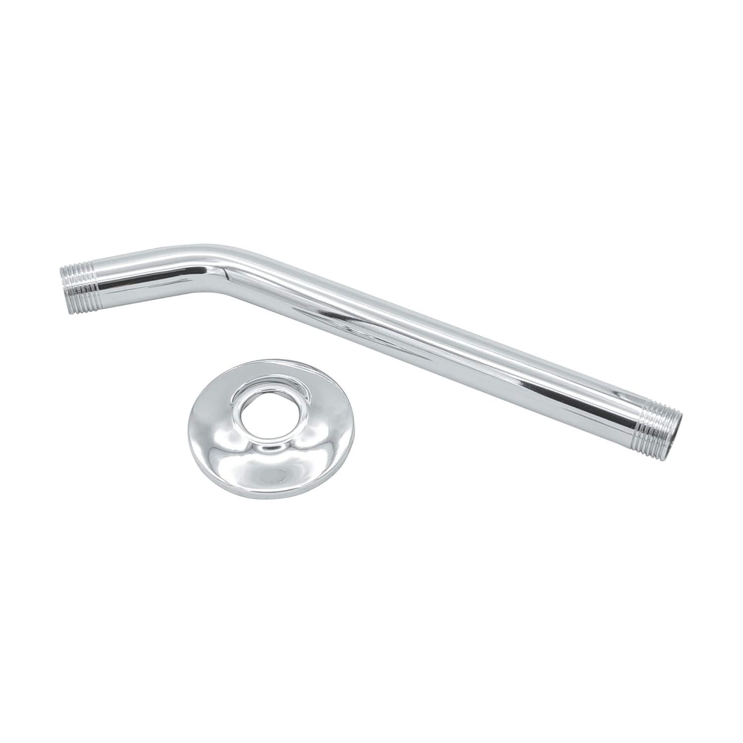 Shower Arm 10 Inch, ½ Inch IPS US Standard, Stainless Steel With Flange Universal Fit, Polished Chrome Finish