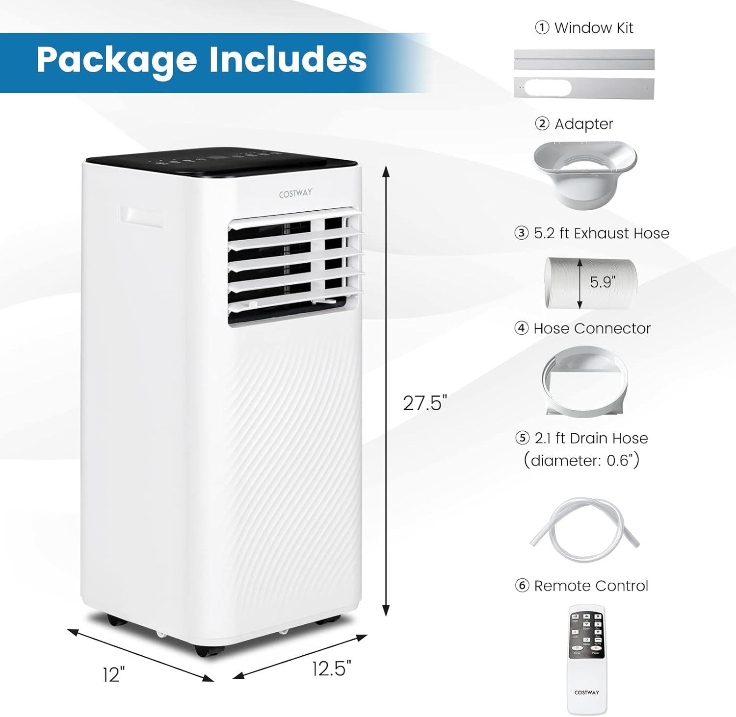 Costway 10000 BTU Portable Air Conditioner 4-in-1 AC with Cool Fan Humidifier Sleep Mode