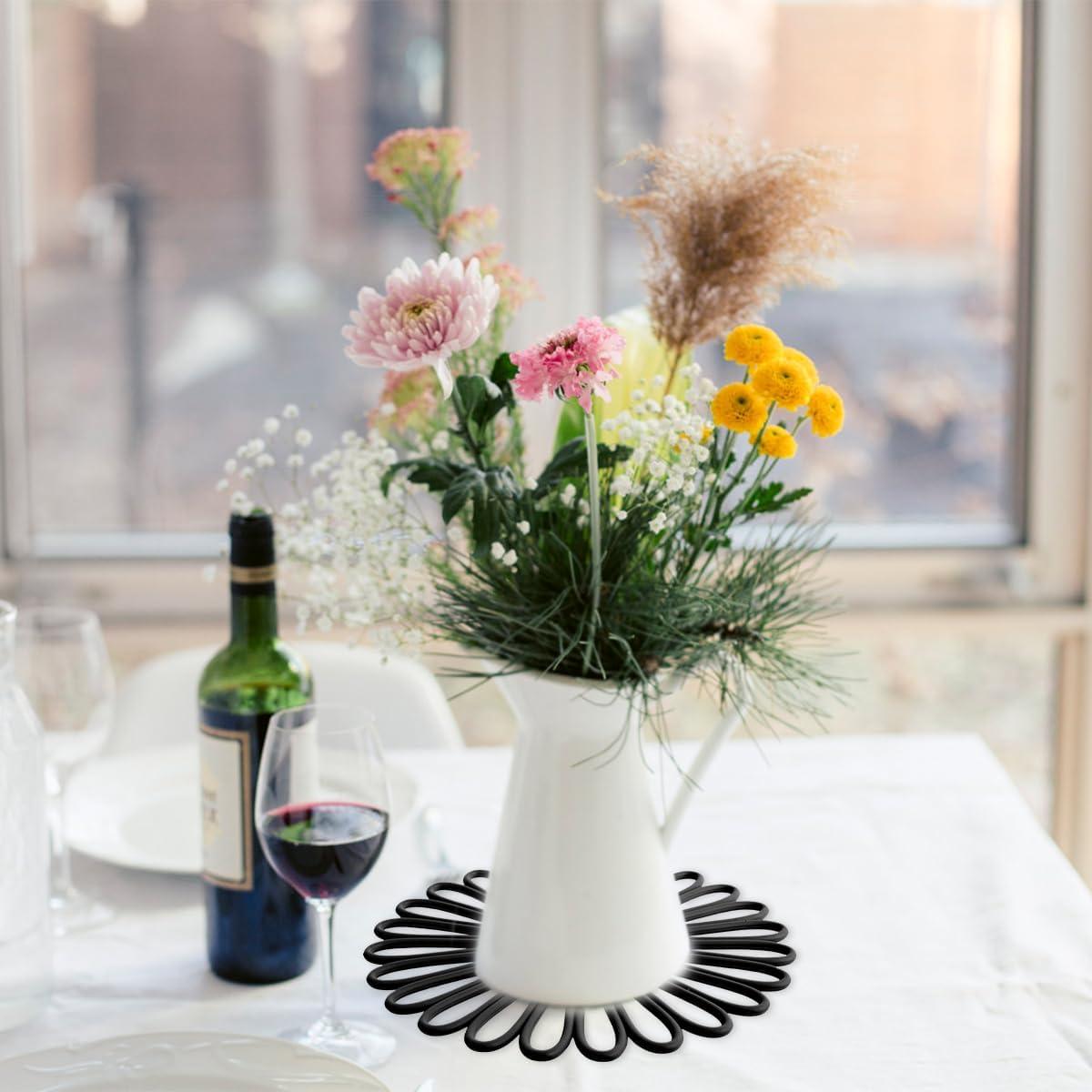 3Pcs Silicone Trivet Mat 7.9inch Anti-Slip Heat-Resistant Hot Pad Set Hollow Flower Shape Non-Stick Decorative Mat for Home Kitchen