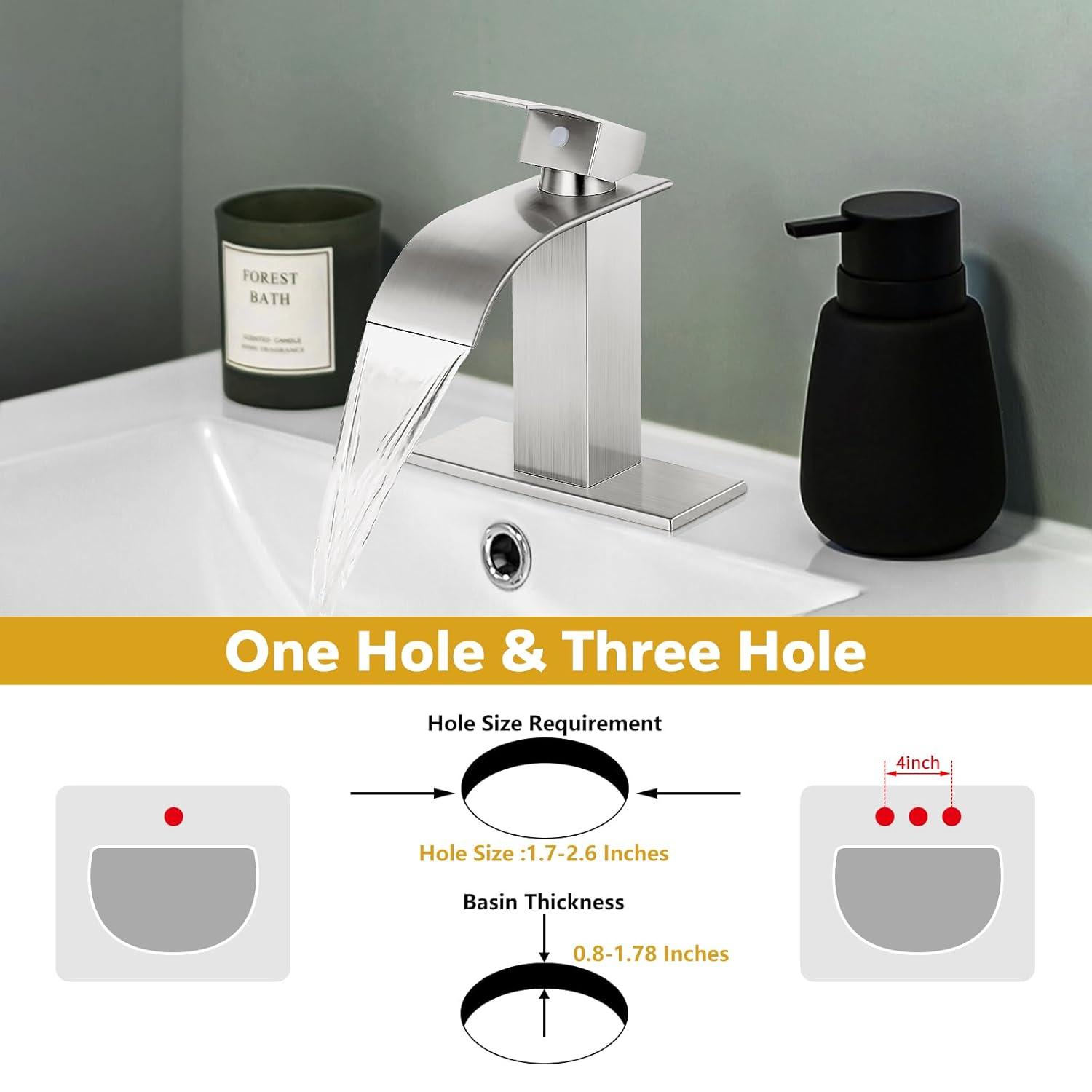 Waterfall Bathroom Faucet,Single Handle 1 Or 3 Hole Bathroom...