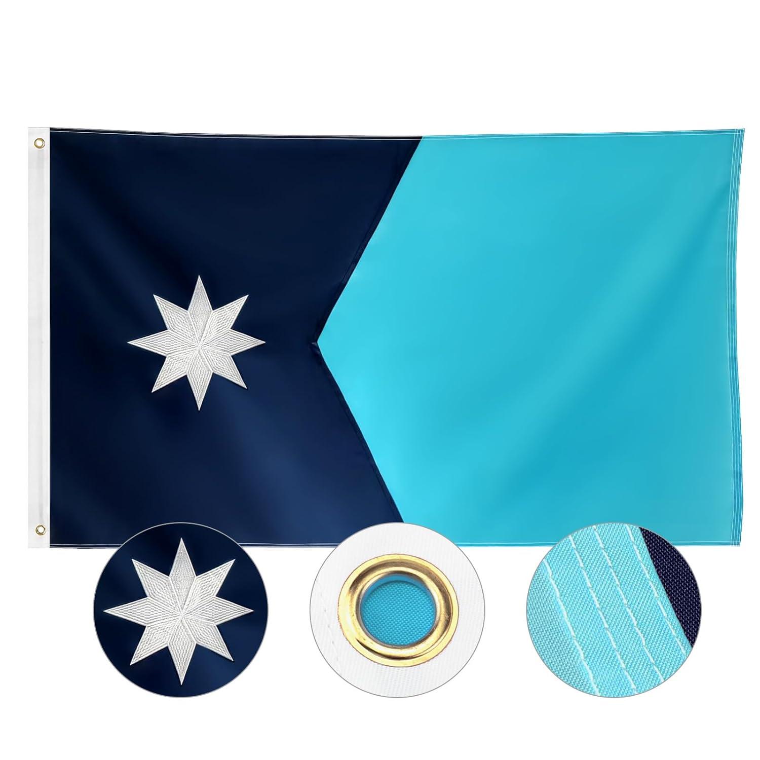 New Minnesota State Flag 3x5 Outdoor MN Flag 2 Rows Stitched Edge Canvas Header with 2 Brass Grommets