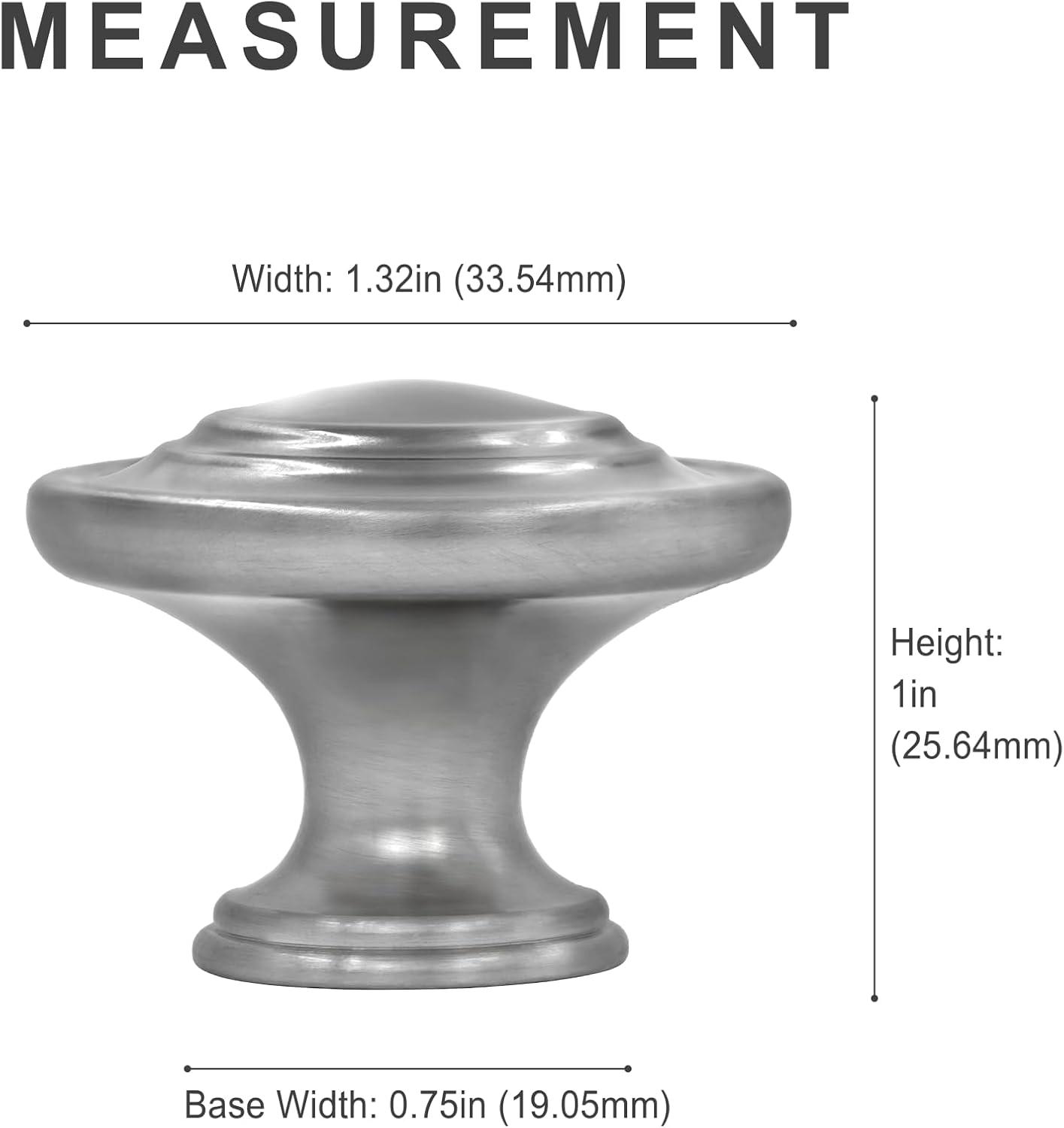 Satin Nickel Round Cabinet Knobs with Mounting Hardware, 1.32 inch