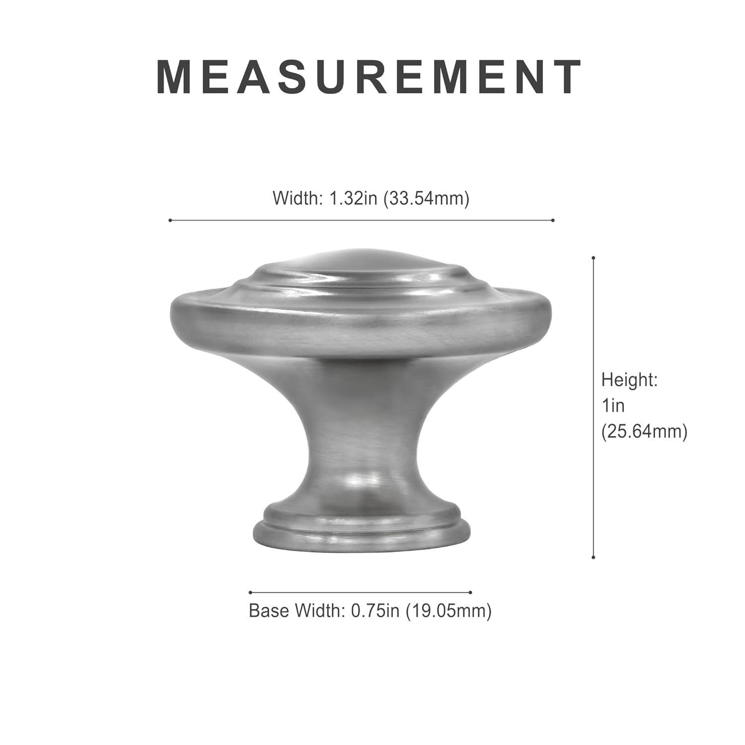 Satin Nickel Round Cabinet Knobs with Mounting Hardware, 1.32 inch