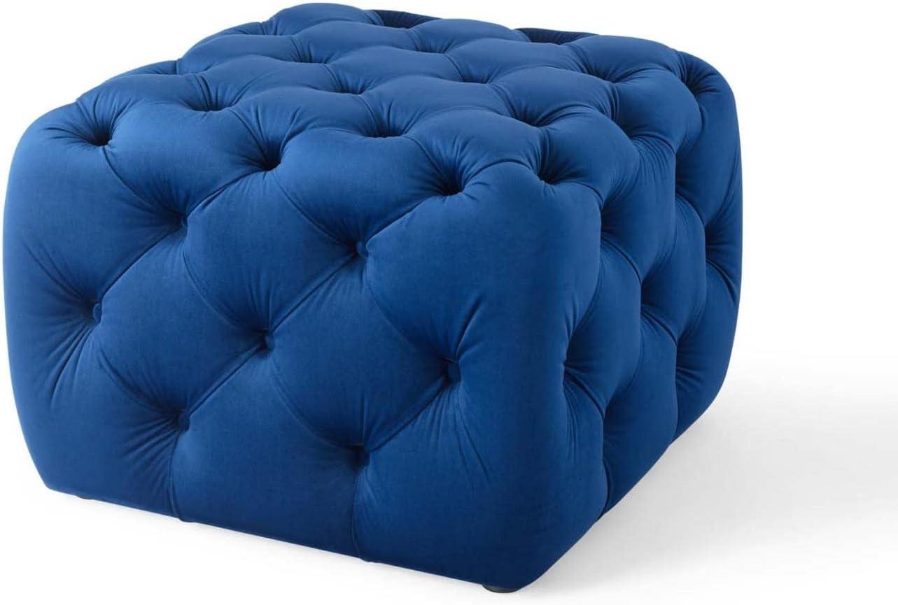 Amour Tufted Button Square Performance Velvet Ottoman - Modway