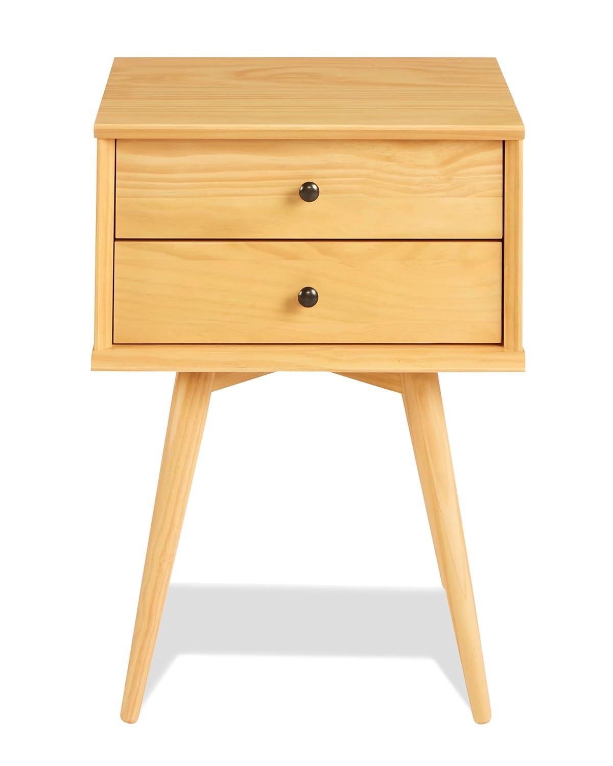 Camaflexi Mid Century Nightstand 2-Drawer Night Stand Cabinet, Scandinavian Oak