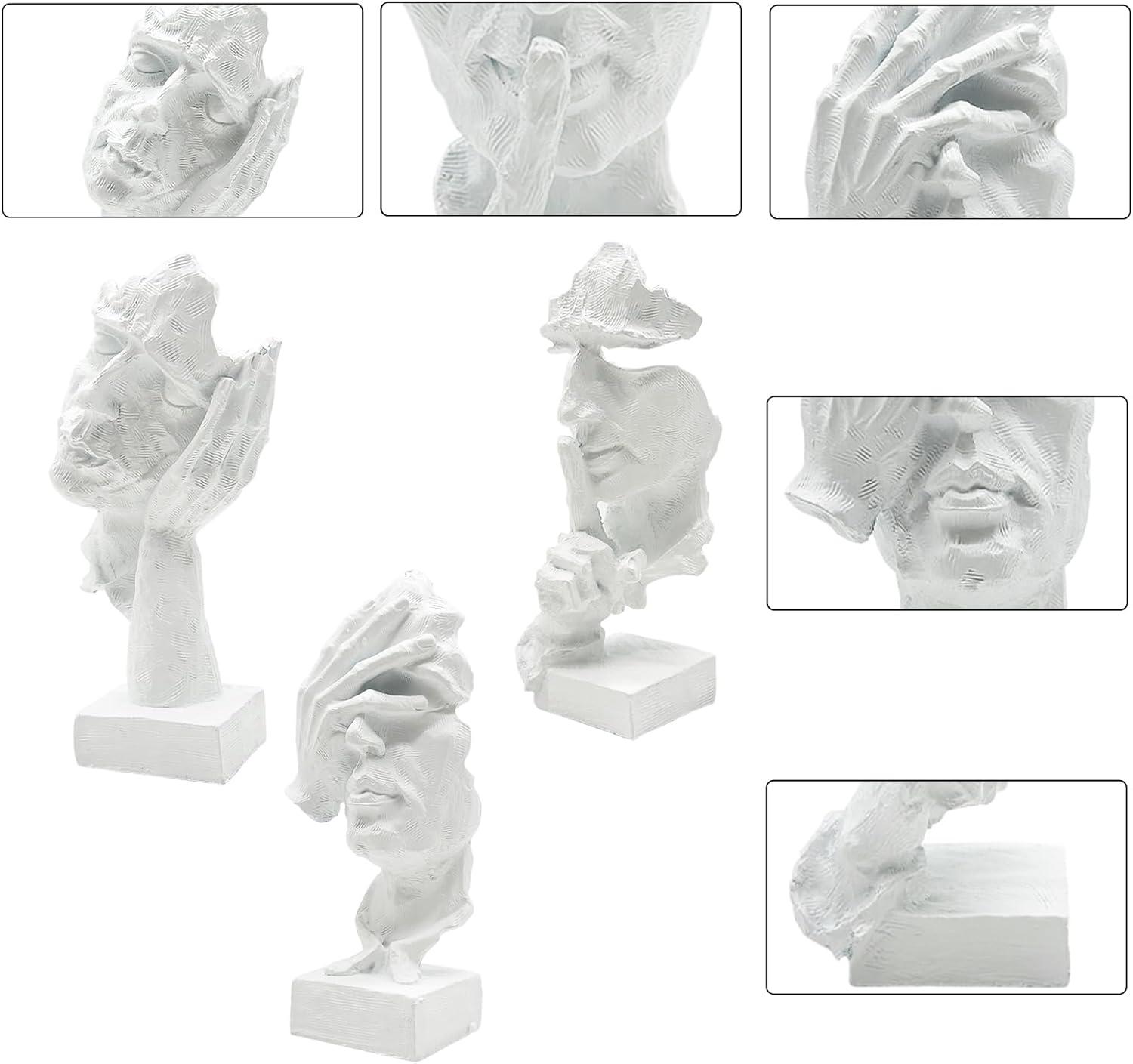 Abstract Resin Thinker Statue Set in Gray