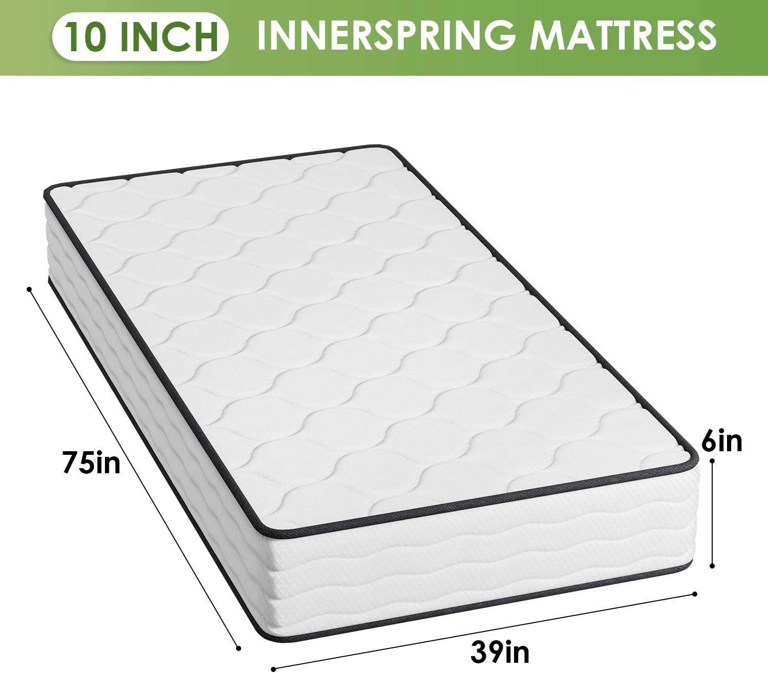 Twin 10-Inch White Innerspring Gel Memory Foam Mattress