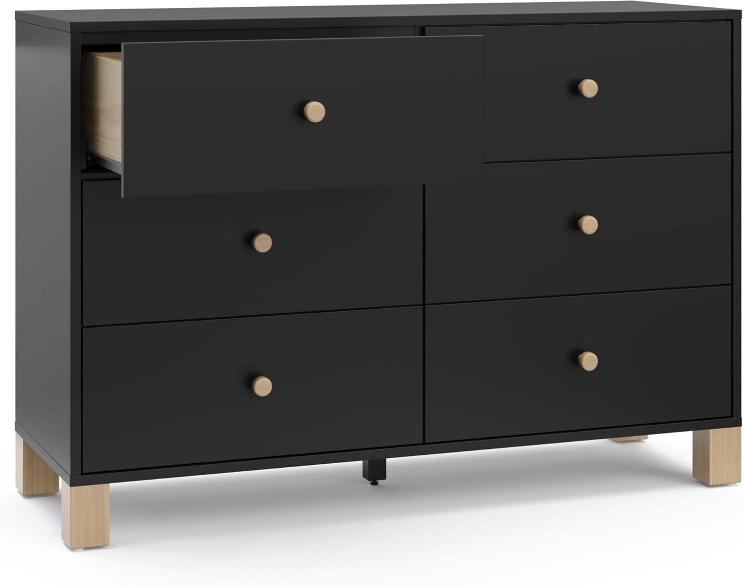 Black and Driftwood 6-Drawer Nursery Dresser