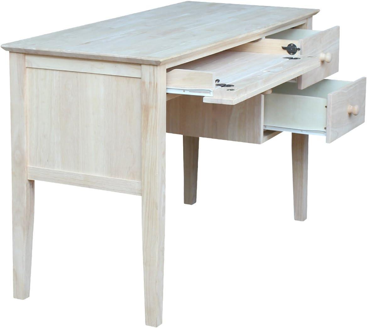 Computer Desk International Concepts: Unfinished Parawood, Brooklyn Style, Writing Desk with Drawer