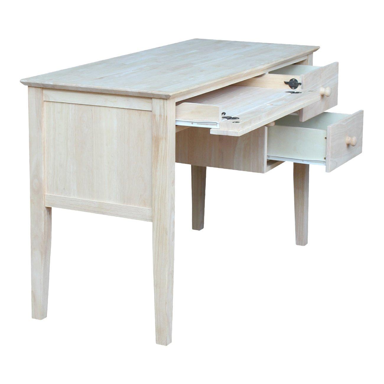 Computer Desk International Concepts: Unfinished Parawood, Brooklyn Style, Writing Desk with Drawer