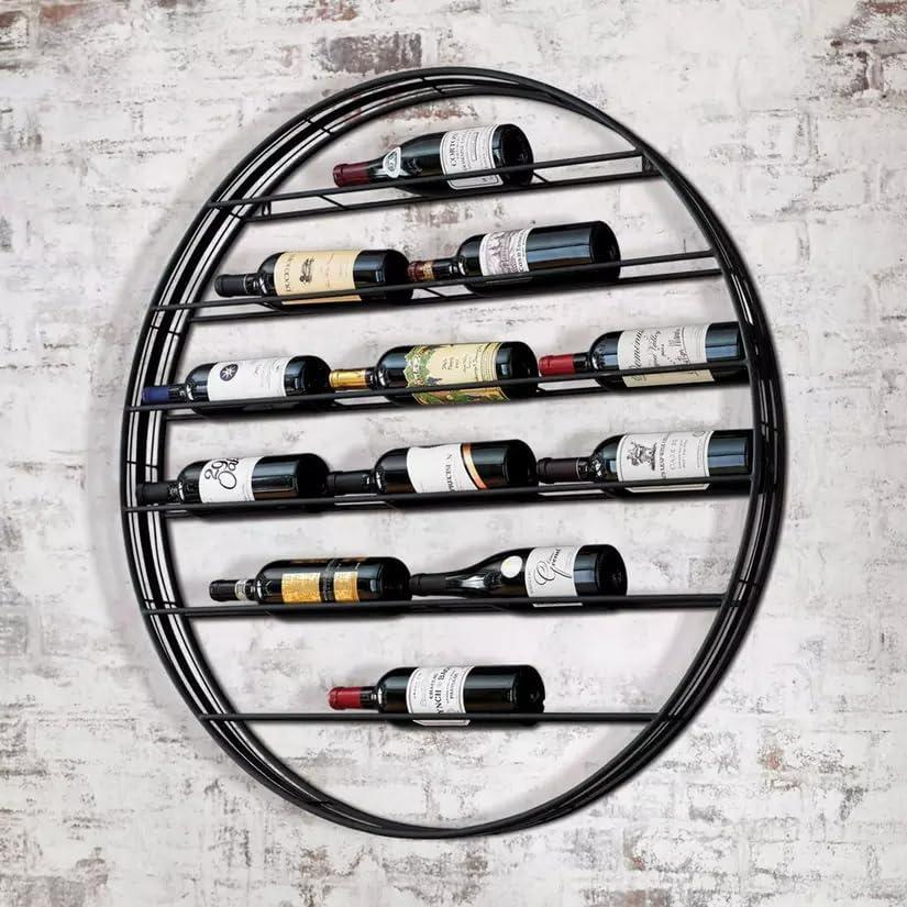 Black Powder-Coated 12-Bottle Wall Mounted Wine Rack