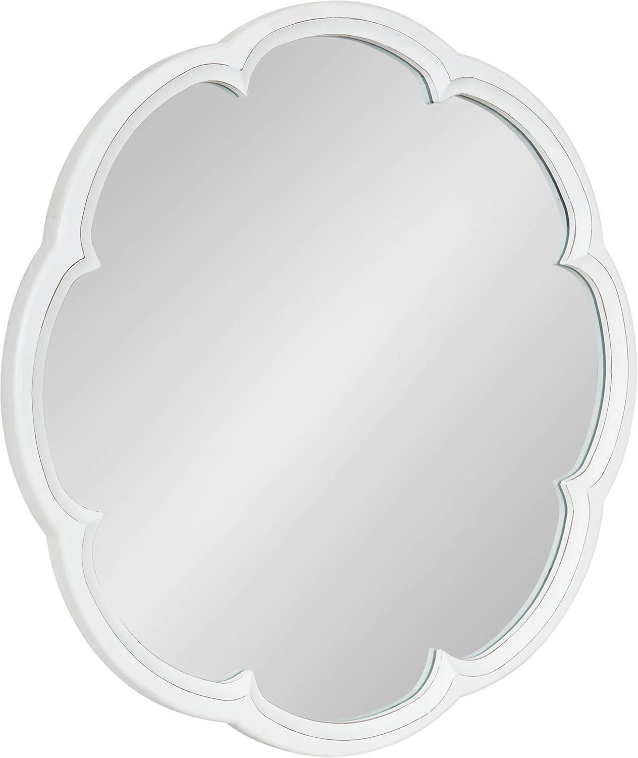 Kate and Laurel Maren Scalloped Wall Mirror, 26" Diameter, White