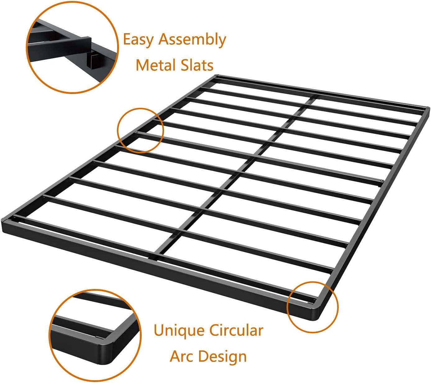 Bercht 2" Low Profile Metal Box Spring Bunkie Board, Thin Bed Slat Replacement(No legs)