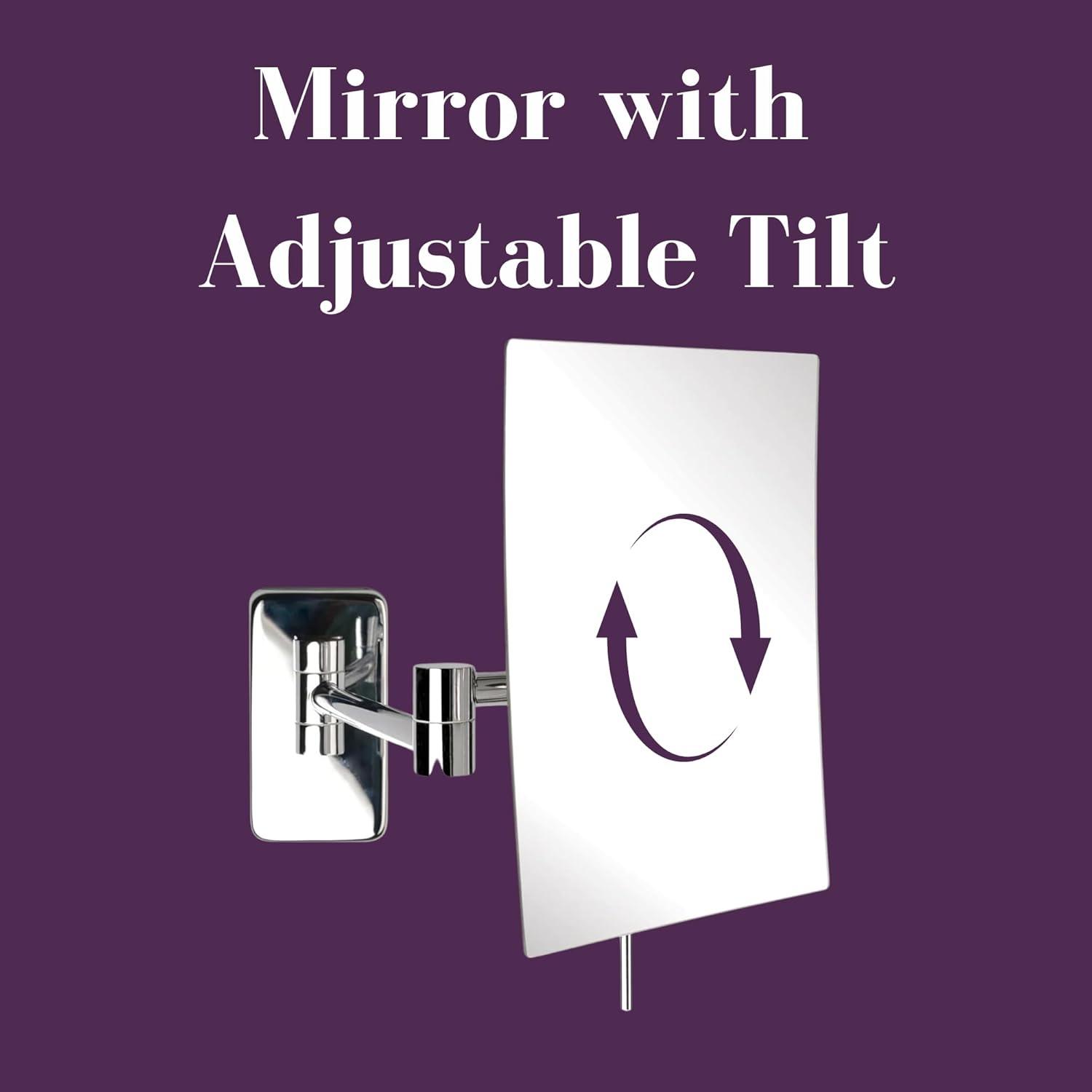 Wrought Studio™ Wall Mount Makeup Mirror with 5X Magnification - 8.75” x 6.5” Rectangular Mirror Extends 14”