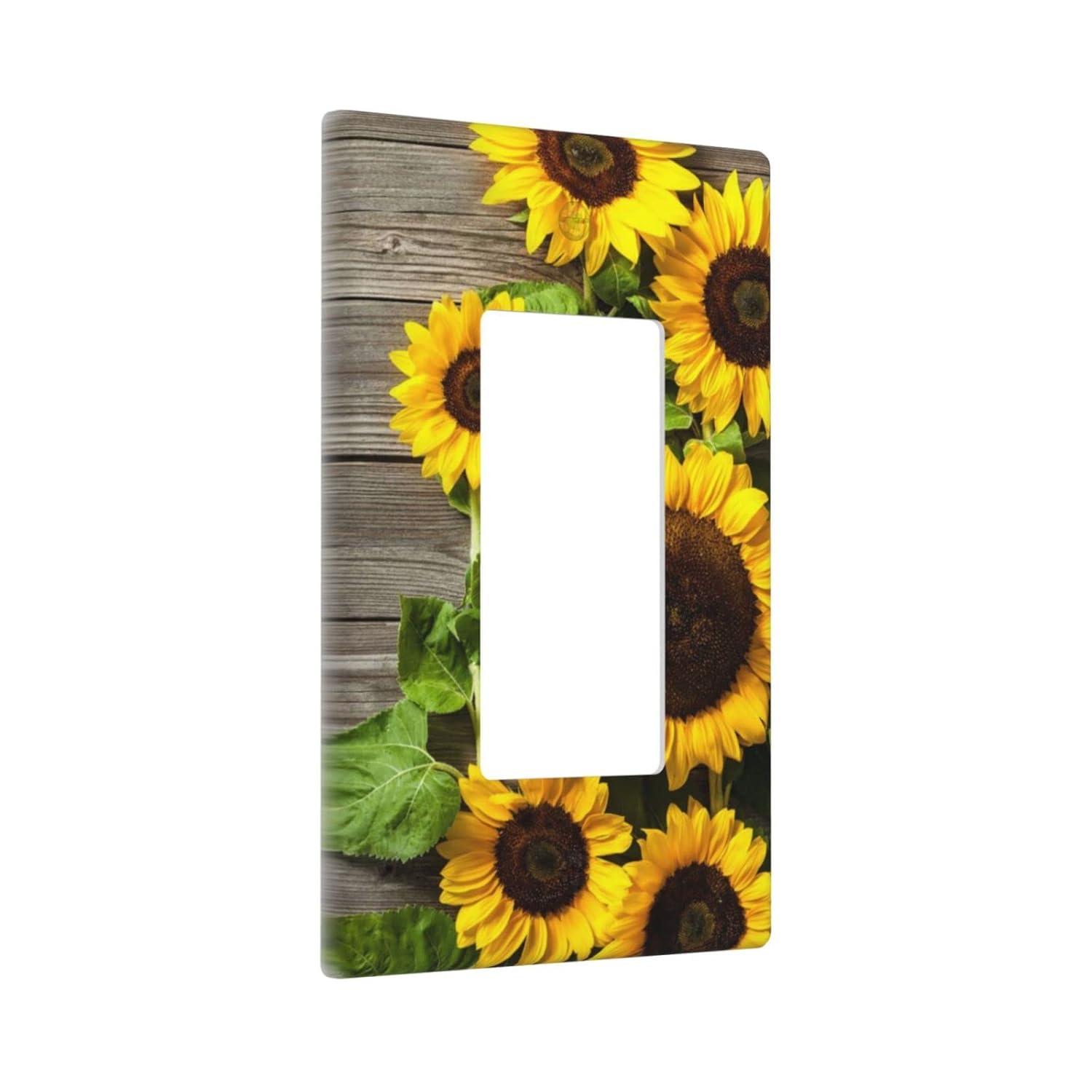 ZICANCN Outlet Covers Wall Plate, Sunflowers Nature Beige Background Light Switch Cover Decorative, Duplex Toggle Combo 1-Gang