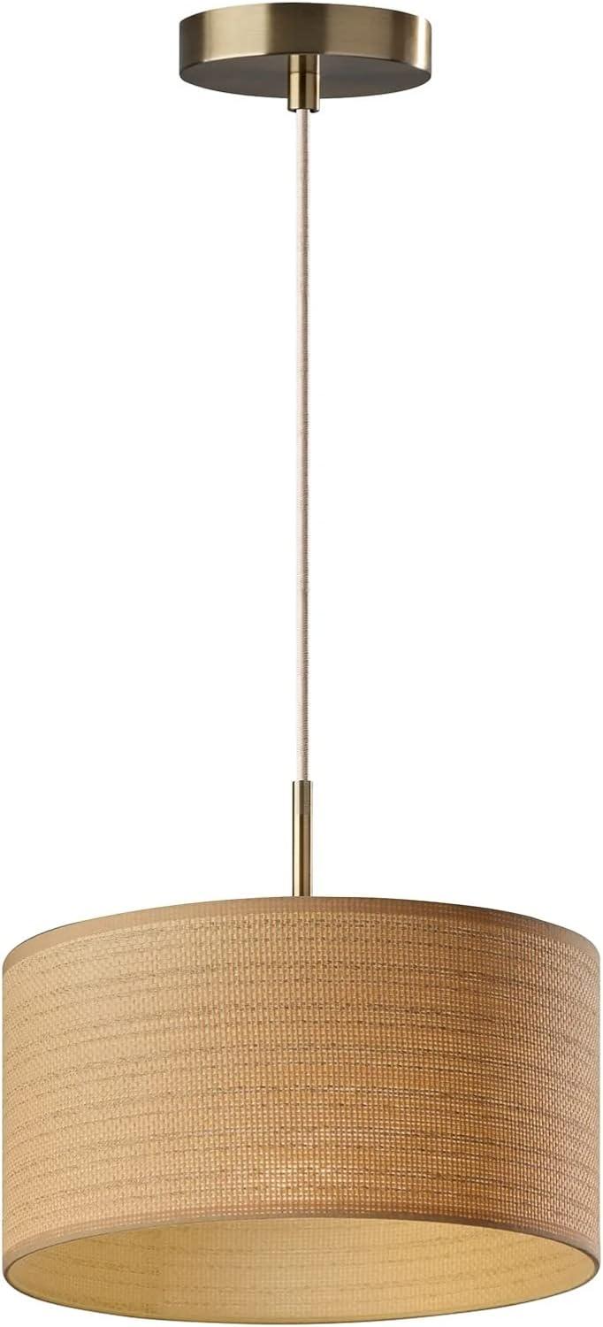 Harvest Pendant Antique Brass - Adesso: ETL Listed Drum Shade, Metal Body, 1-Way Switch