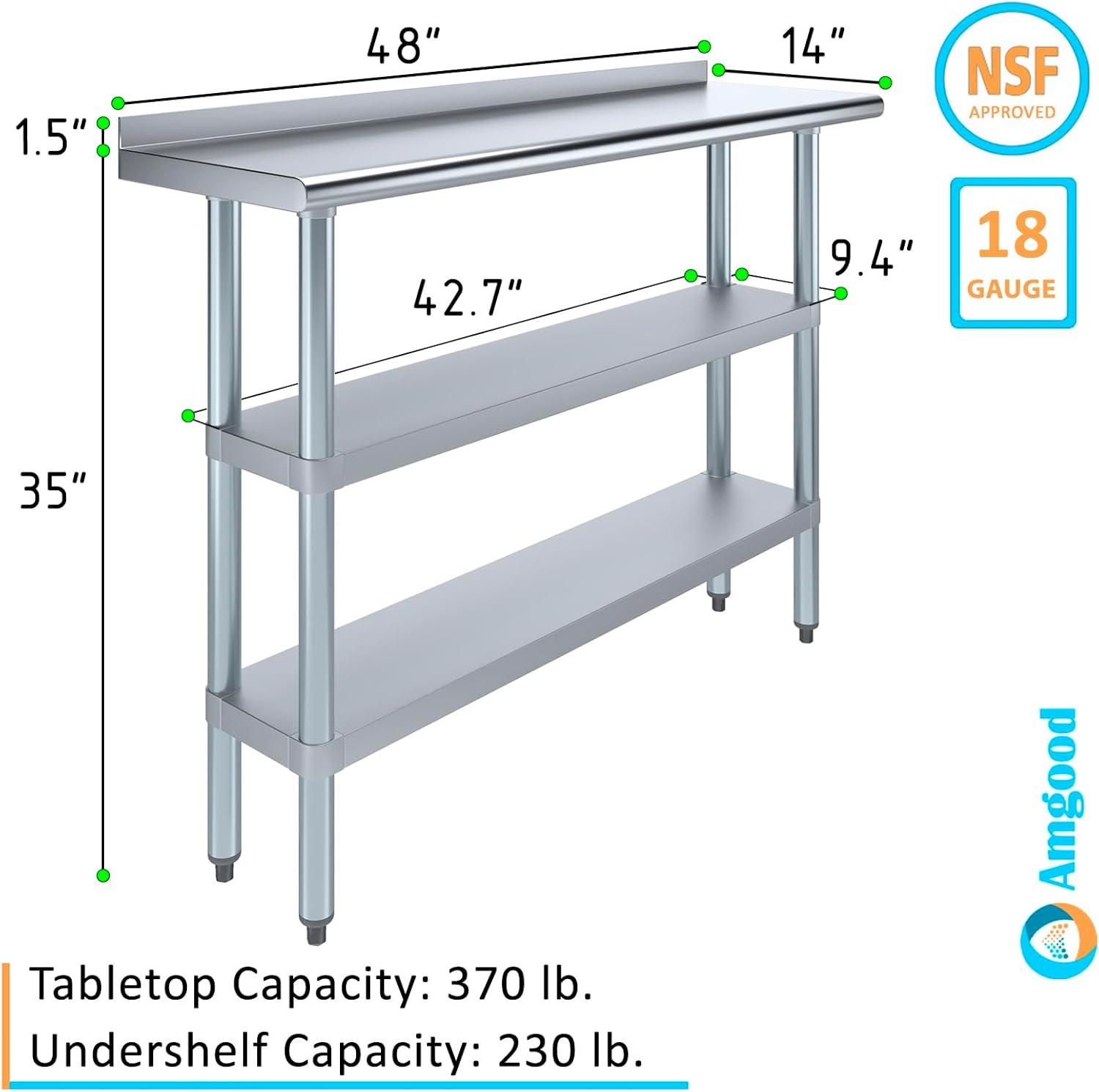 Stainless Steel Work Table with 2 Shelves