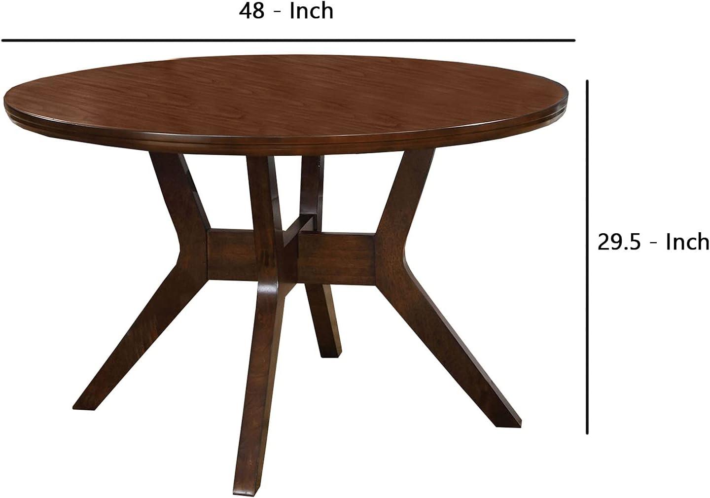 Transitional 48" Round Dark Brown Wooden Dining Table