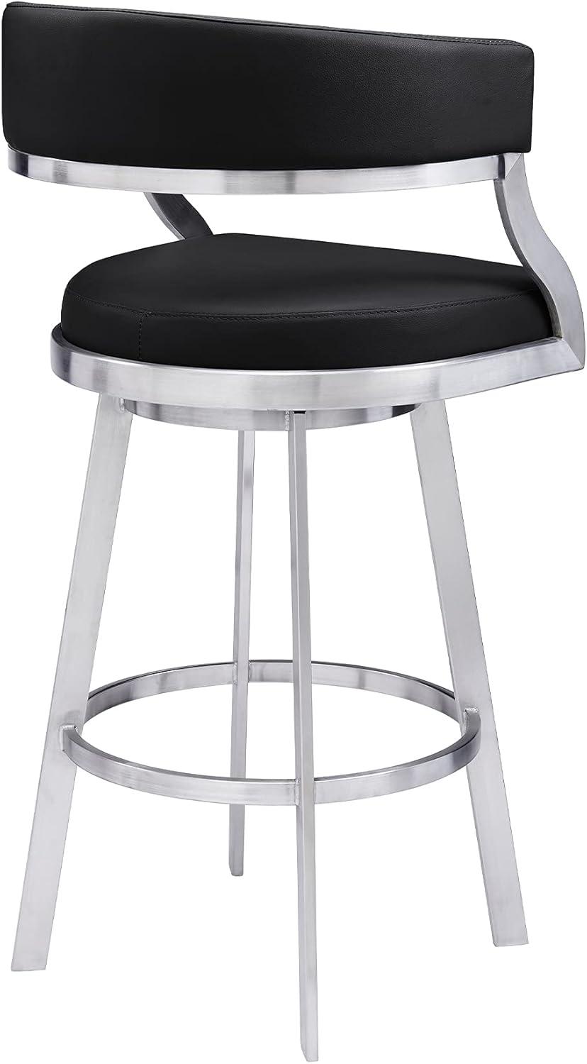 26" Saturn Faux Leather Counter Height Barstool: Swivel, Low Back, Armen Living