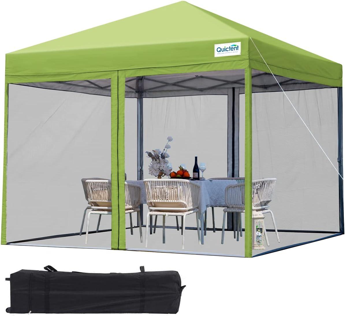 Green 8'x8' Pop-Up Canopy Tent with Mosquito Netting