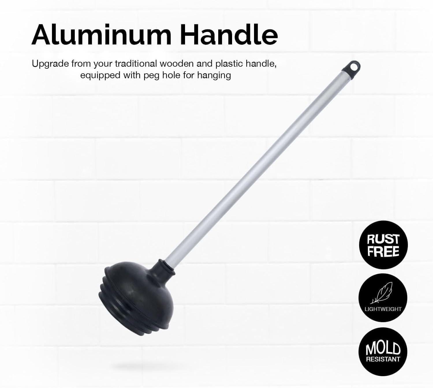 NEIKO 60166A Toilet Plunger with Patented All-Angle Design, Heavy-Duty Toilet Bowl Plunger with Aluminum Handle, Bathroom Necessity , Black, 1-Pack